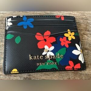 Kate Spade Black Floral Card Holder